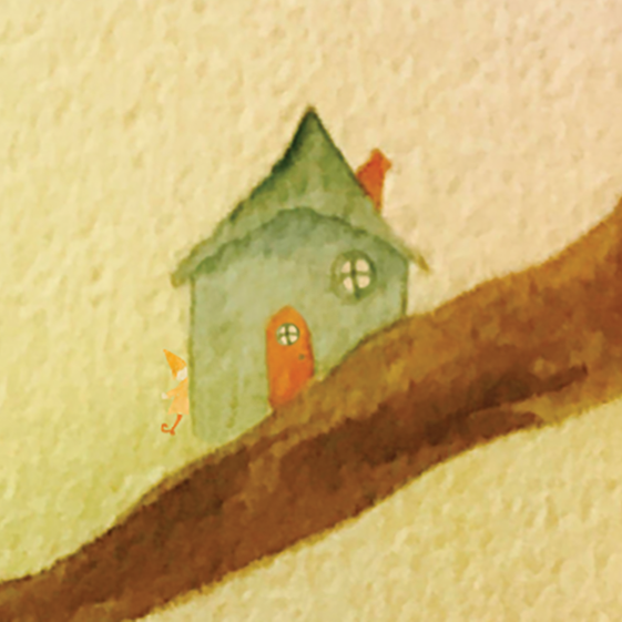 storytelling during hard times, gnome, house, watercolor art